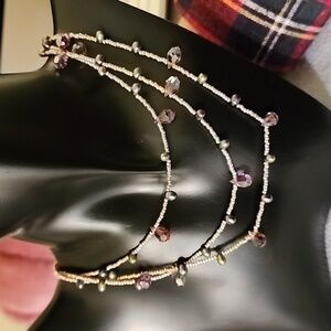 Multi colored crystal 3 layer necklace